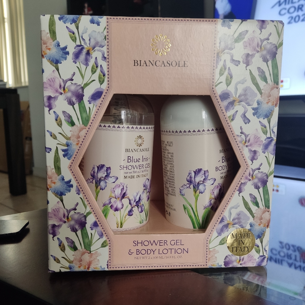 New! Bianca Sole Blue Iris Shower Gel & Body Lotion Set